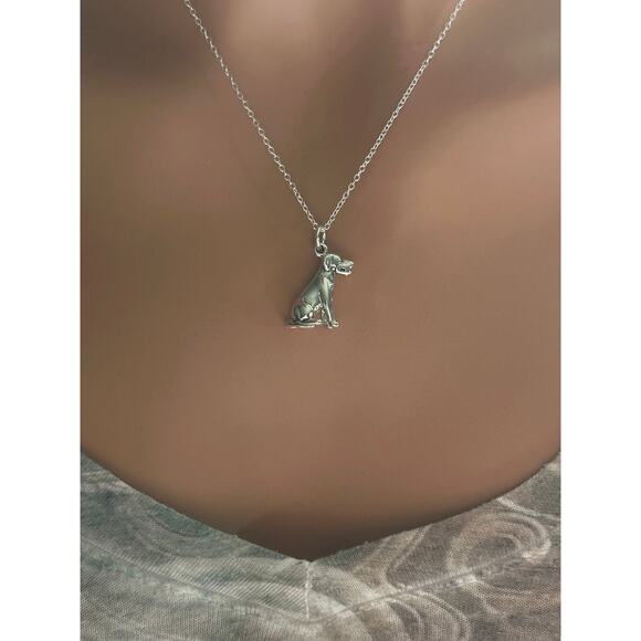 Sterling Silver Sitting Labrador Necklace, Silver Sitting Labrador Necklace - Picture 2 of 4